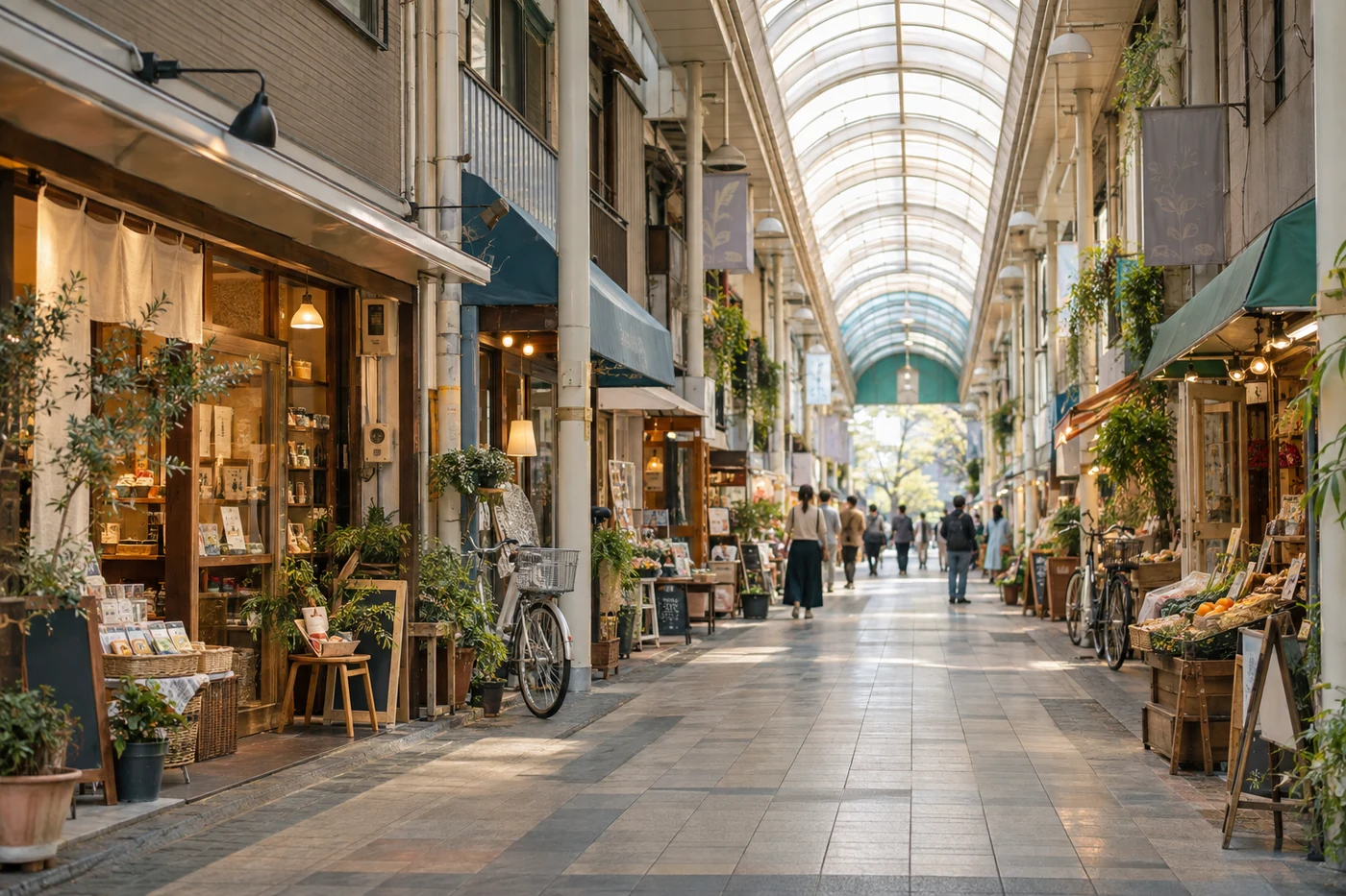 地域のお店が並ぶくせのまちアーケード