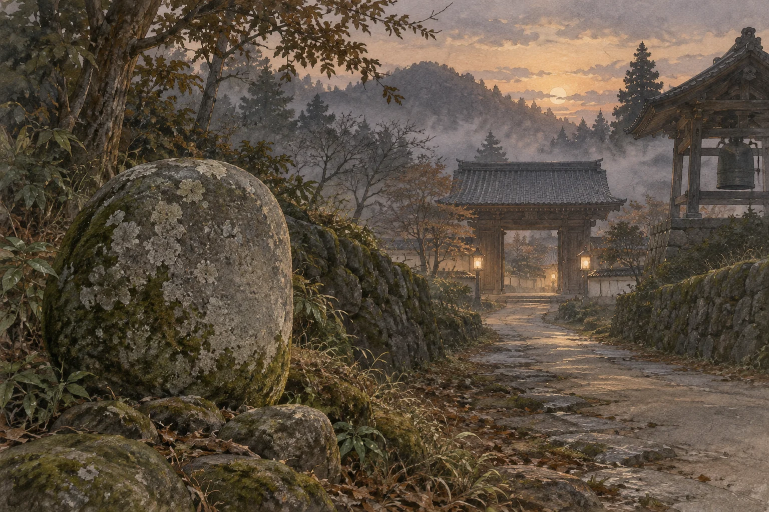 光明寺へ続く道のかたわらにある丸い石